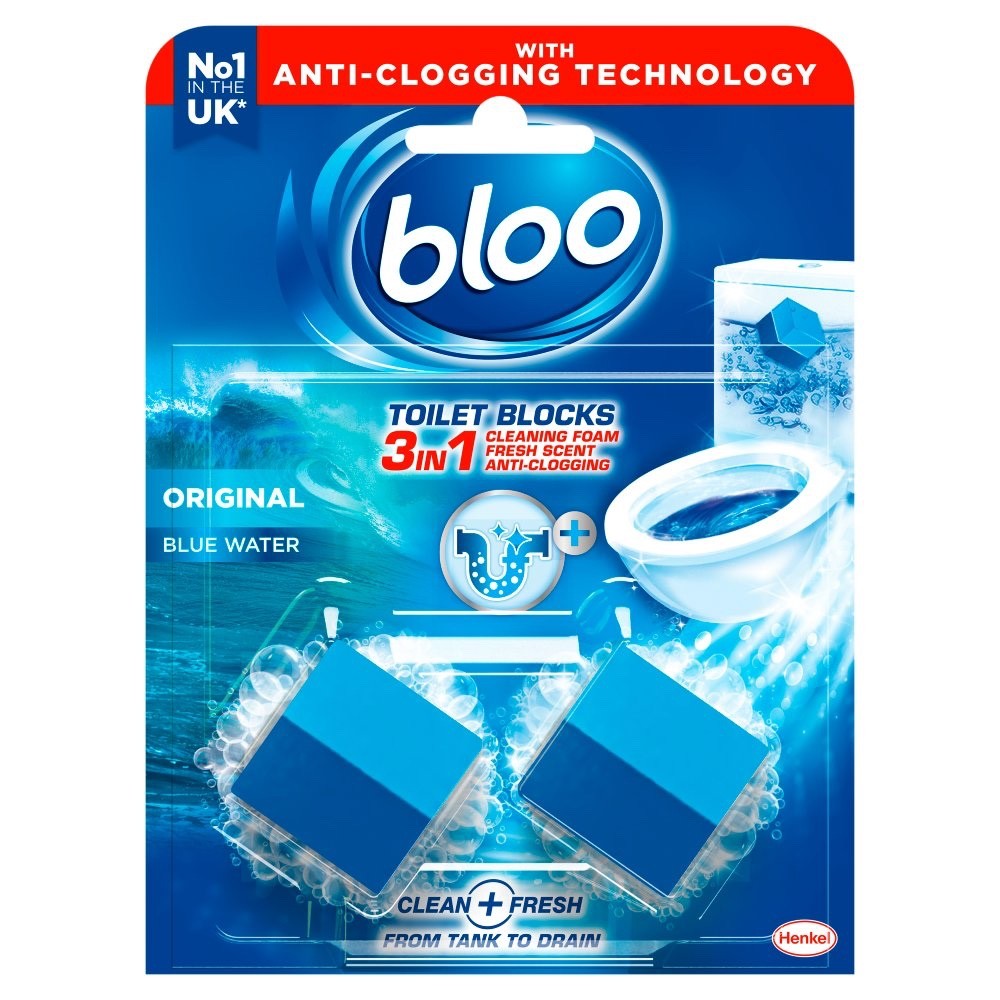 2 X 250g × 7 Bloo 3in1 Anti-Clogging In-Cistern Toilet Blocks – Original Blue