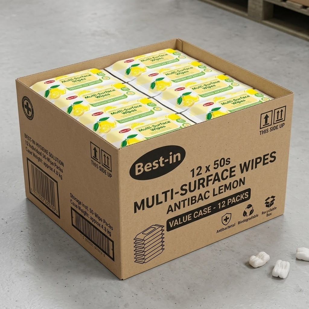 50s × 12 Pack Bestin Multi Surface Wipes - Bulk Pack