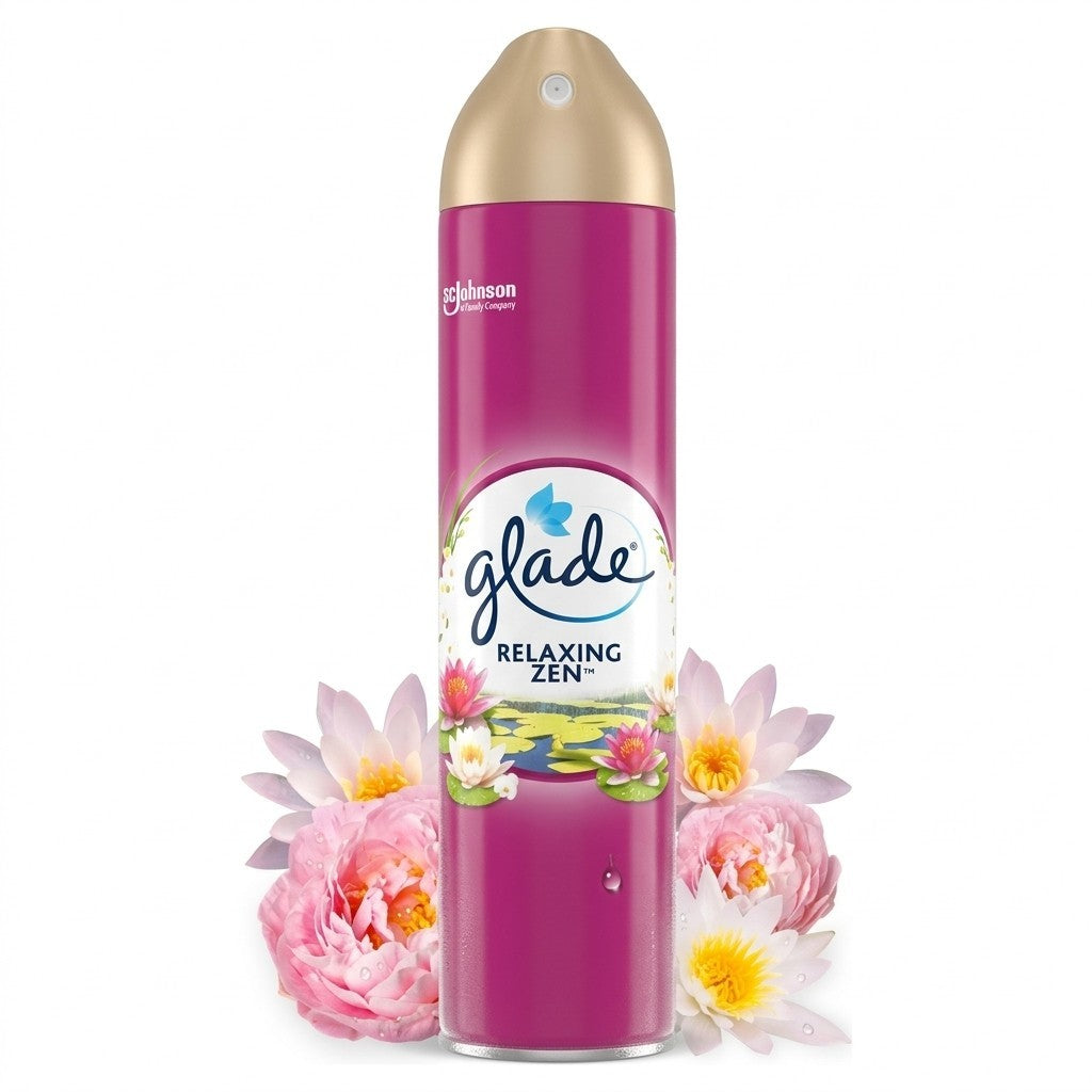 12 x Glade Aerosol Air Freshener Relaxing Zen Scent 300ml Room Eliminator