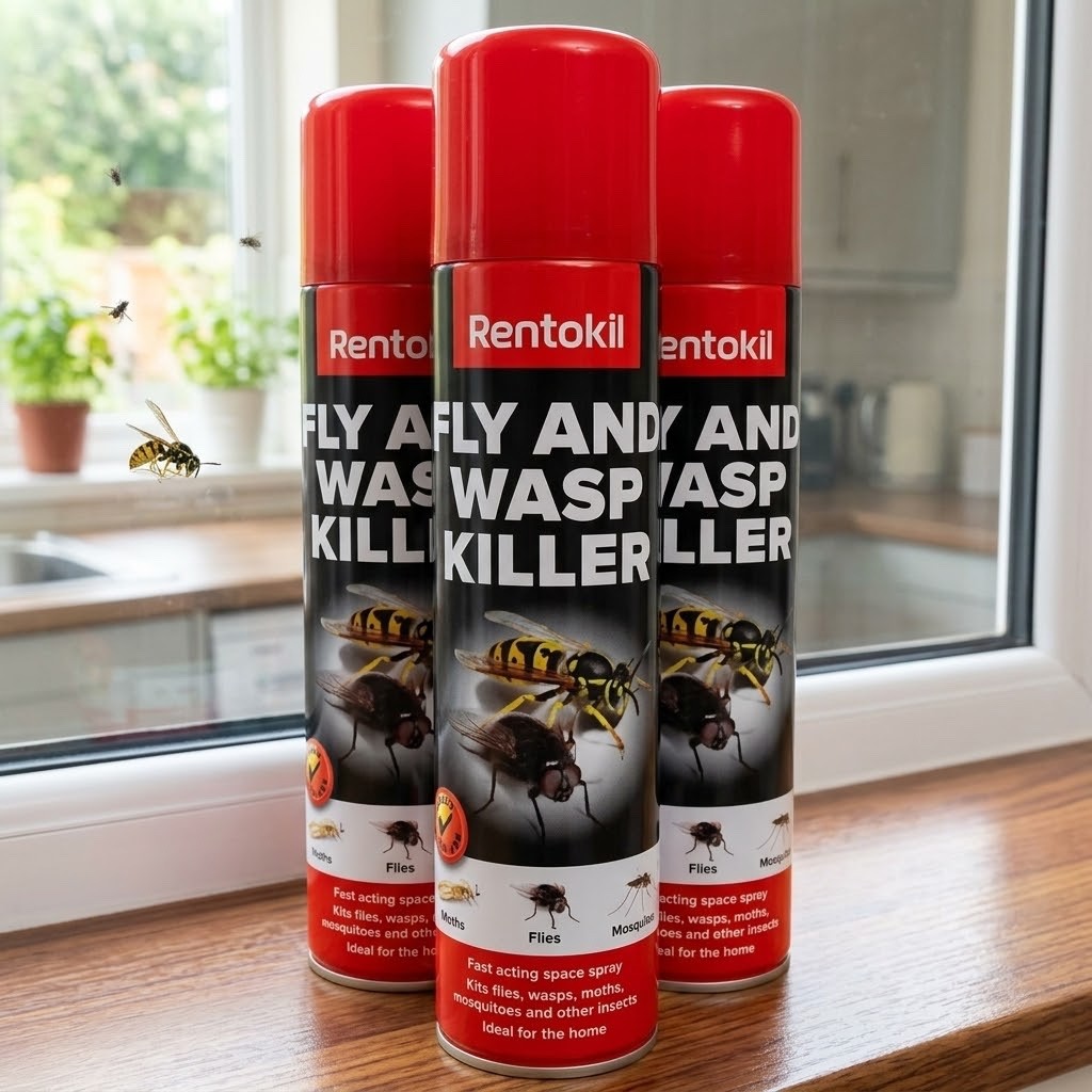 300ml & 600ml Pack Rentokil Fly & Wasp Killer Spray Fast Action Bug Pest Co