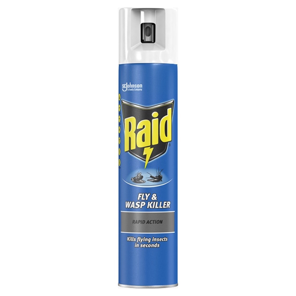 300ml x 6 Raid Rapid Action Wasp, Mosquito & Fly Killer Aerosol Spray
