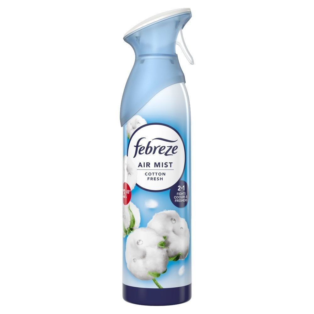 8 x Febreze Air Mist Cotton Fresh Spray 185ml Room Odour Eliminator Wholesale