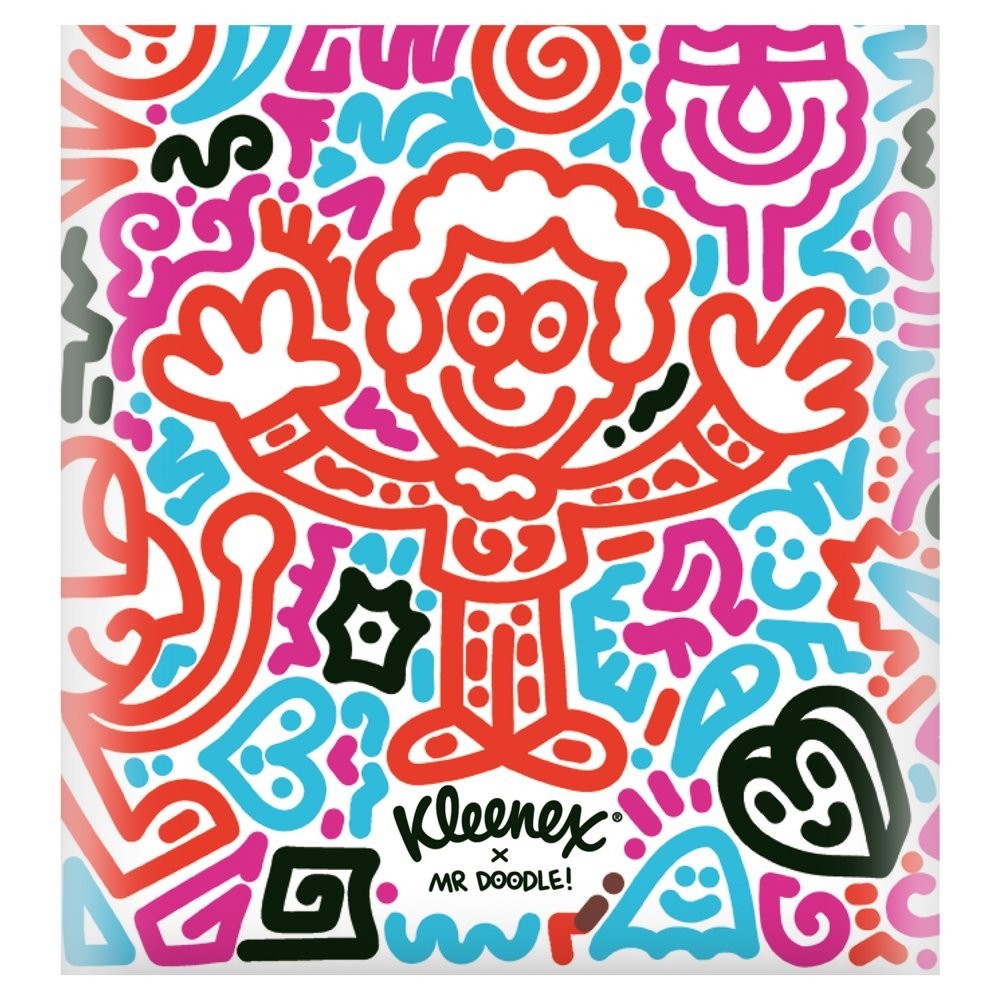 12 Pack Kleenex Mr Doodle Limited Edition Cube Tissue Box Mixed Designs 3Ply