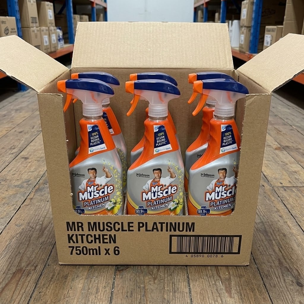 750ml × 6 Mr Muscle Platinum Kitchen Cleaner Spray Citrus