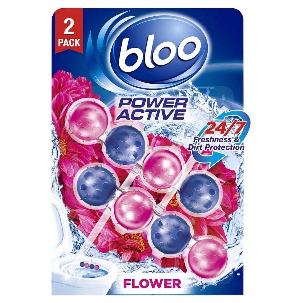 1pk × 6 Bloo Power Active Flower Toilet Rim Block (2 x 50g) - Bulk