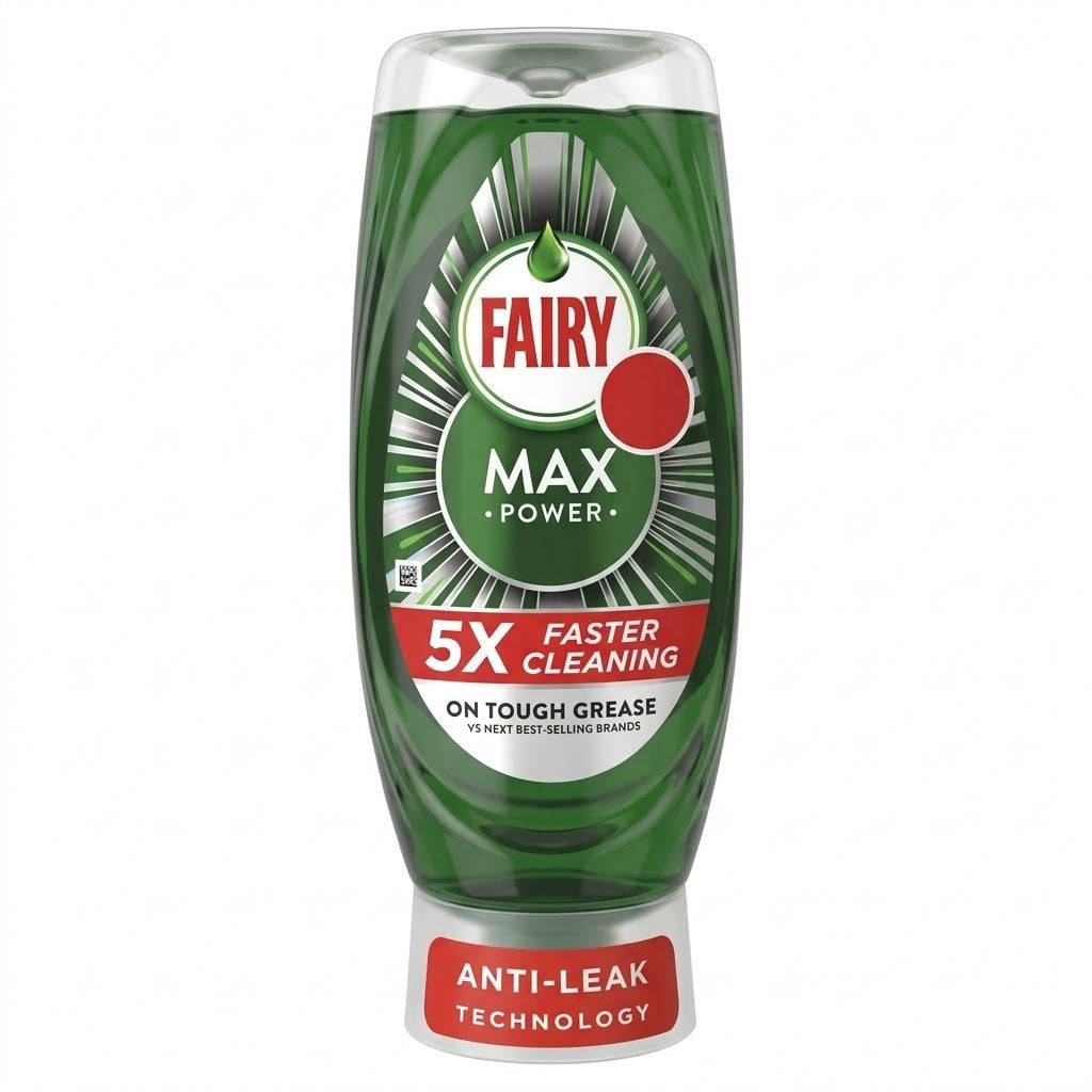 450ml x 8 Fairy Max Power Washing Up Liquid Anti-Bacterial Dishwashing - Bulk