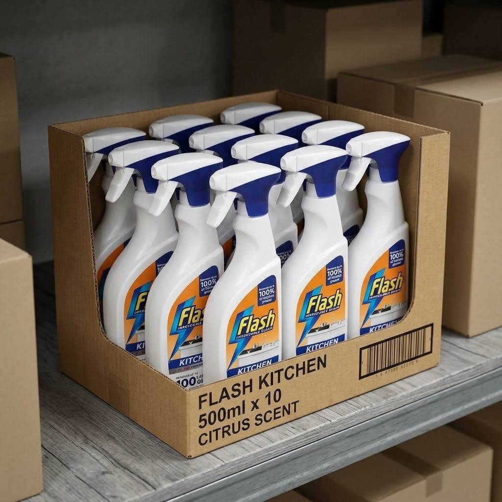 500ml × 10 Flash Kitchen Spray Cleaner Citrus Scent Fairy Degreasing