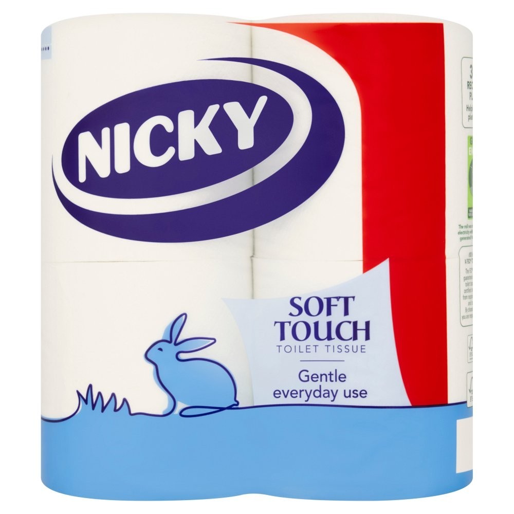 Nicky Elite 3 Ply Toilet Tissue Rolls Bulk Pack Luxury Quilted Loo Paper White