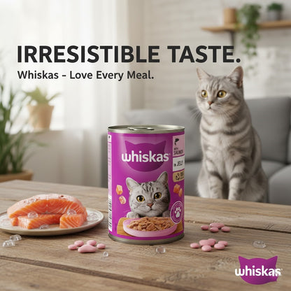 Whiskas Adult Wet Cat Food – Chicken & Salmon in Jelly Multipack (12 pack, 400g Tins)