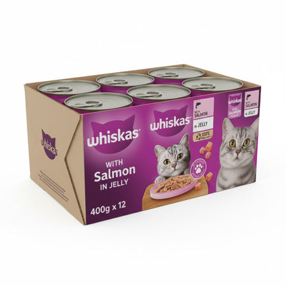Whiskas Adult Wet Cat Food – Chicken & Salmon in Jelly Multipack (12 pack, 400g Tins)