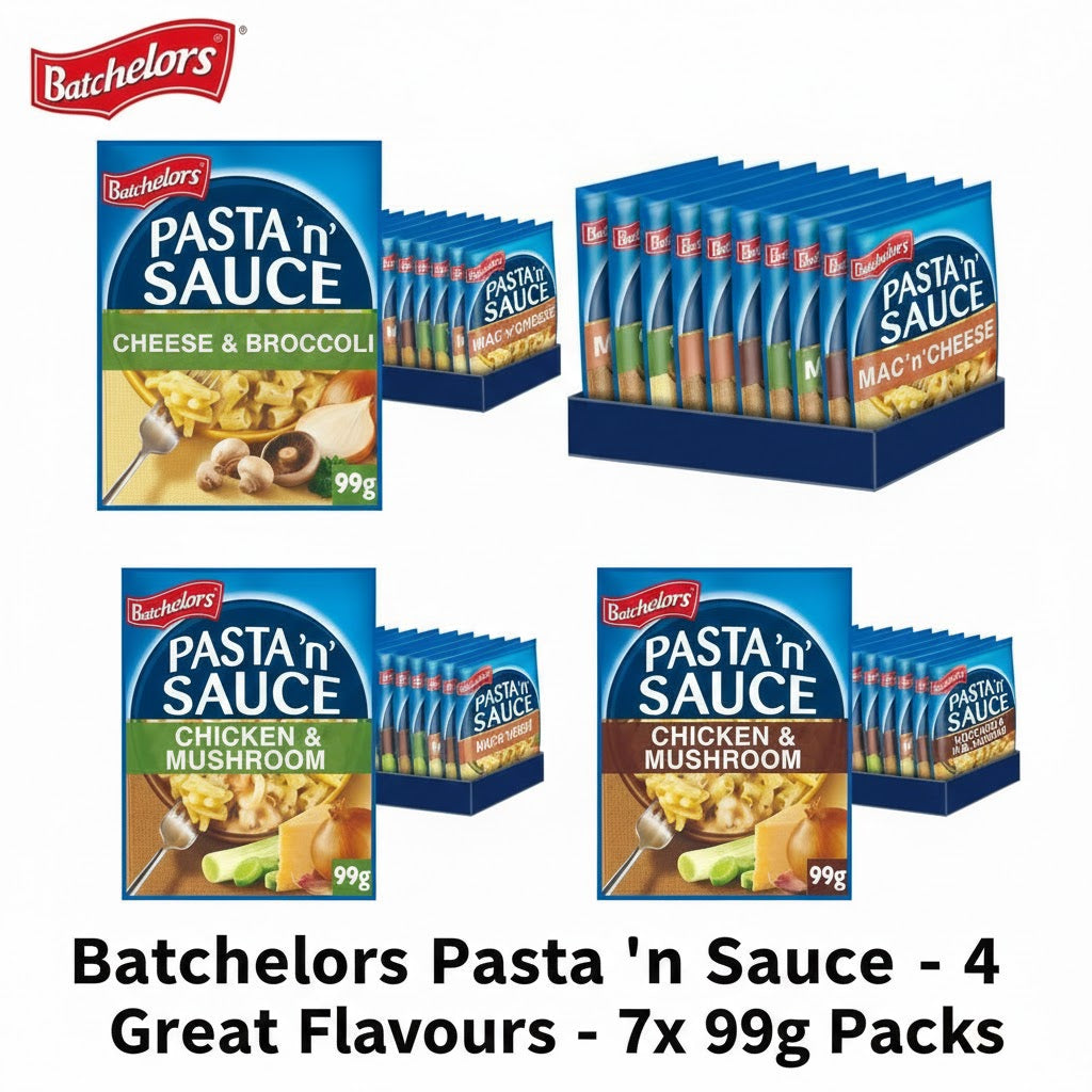 Batchelors Pasta 'n' Sauce – Multipack (7 x 99g Packs) – 4 Delicious Flavours