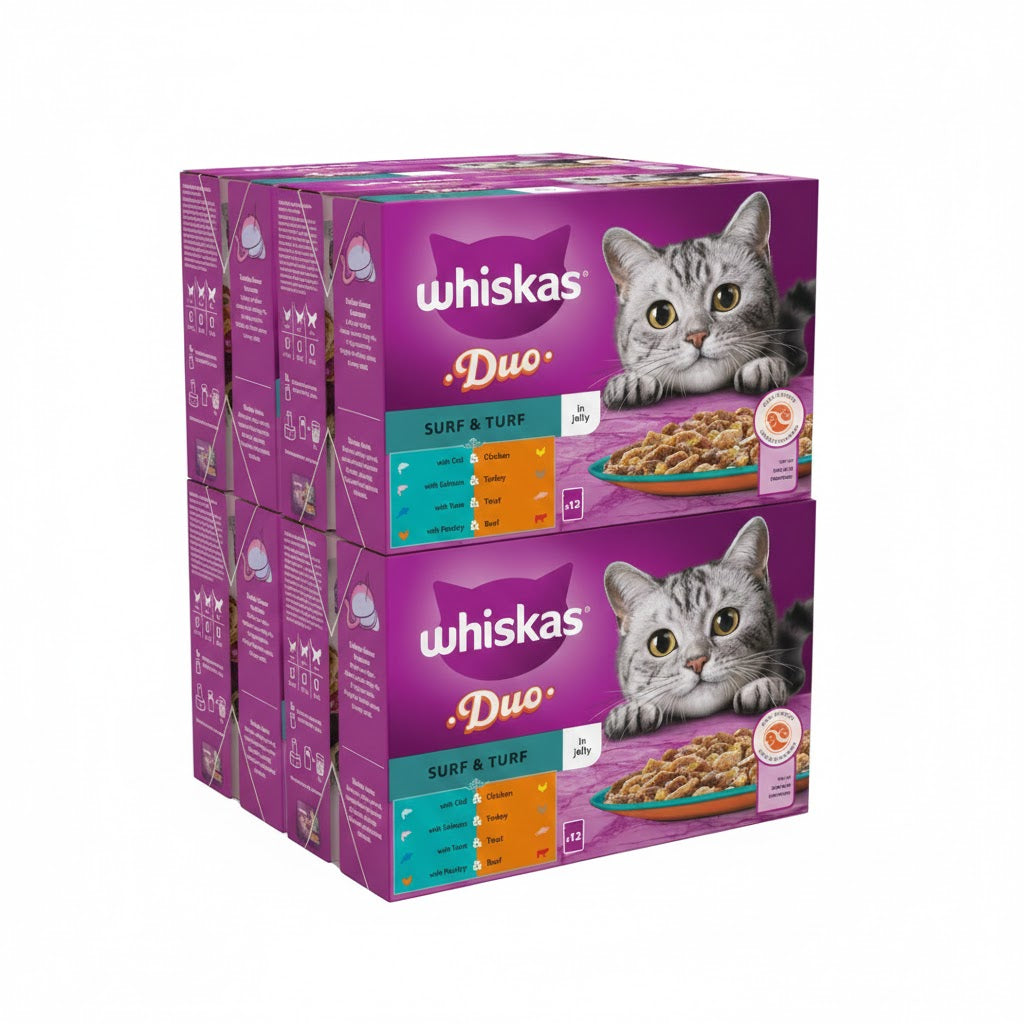 Whiskas 1+ Adult Wet Cat Food Pouches – 4 x 12 x 85g Multi-Pack