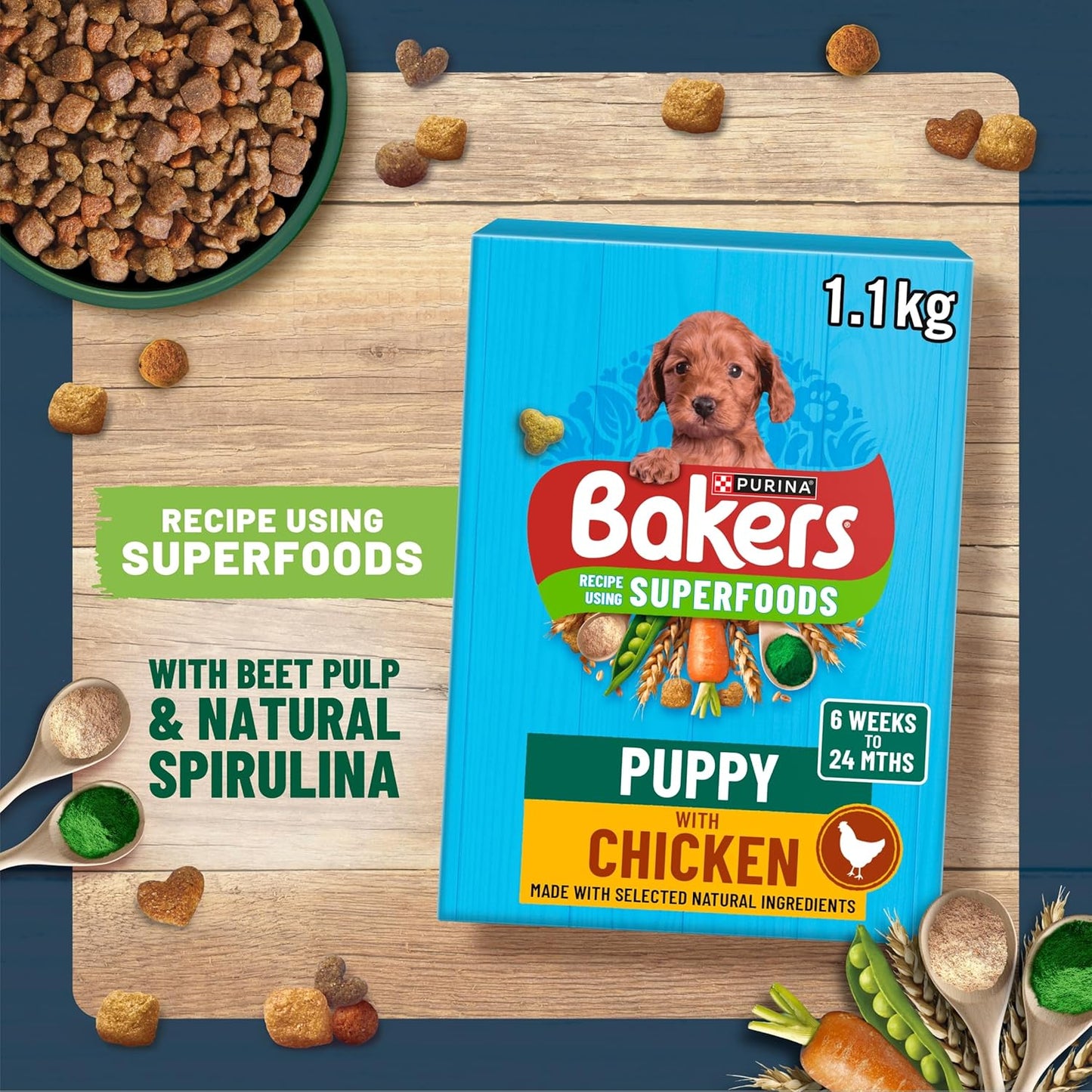 Bakers Superfoods Puppy Dry Dog Food – Natural Chicken & Vegetables – 1.1kg