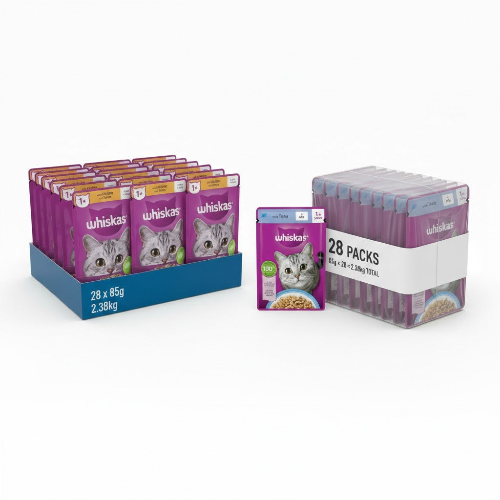Whiskas 1+ Adult Wet Cat Food – Chicken & Tuna Selection Pouches (85g, Pack of 28)