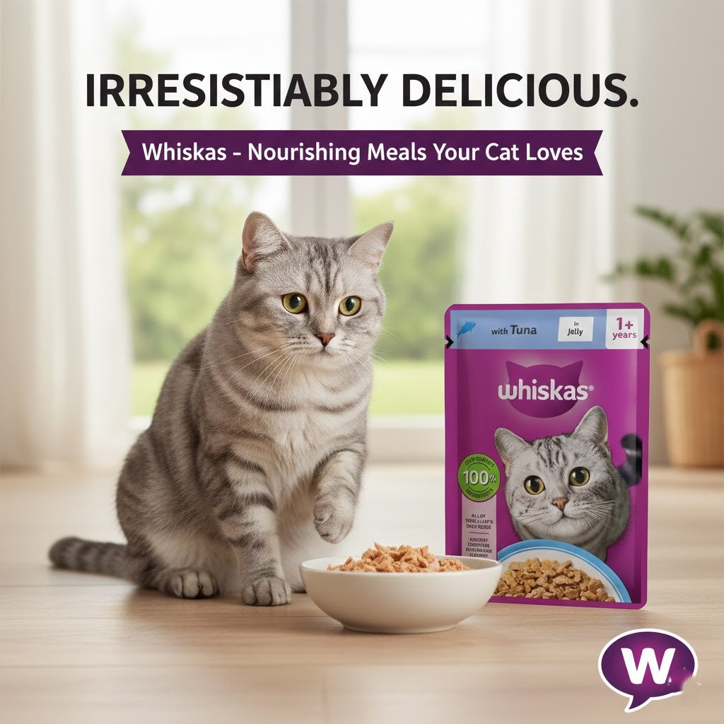 Whiskas 1+ Adult Wet Cat Food – Chicken & Tuna Selection Pouches (85g, Pack of 28)