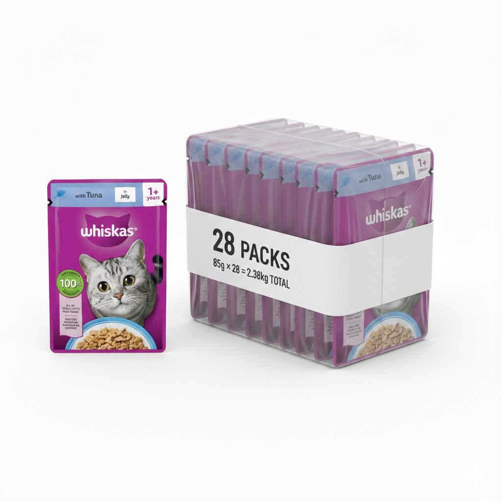 Whiskas 1+ Adult Wet Cat Food – Chicken & Tuna Selection Pouches (85g, Pack of 28)