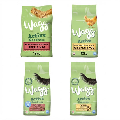 Wagg Active Goodness Working Complete Dry Dog Food – Beef & Veg or Chicken & Veg