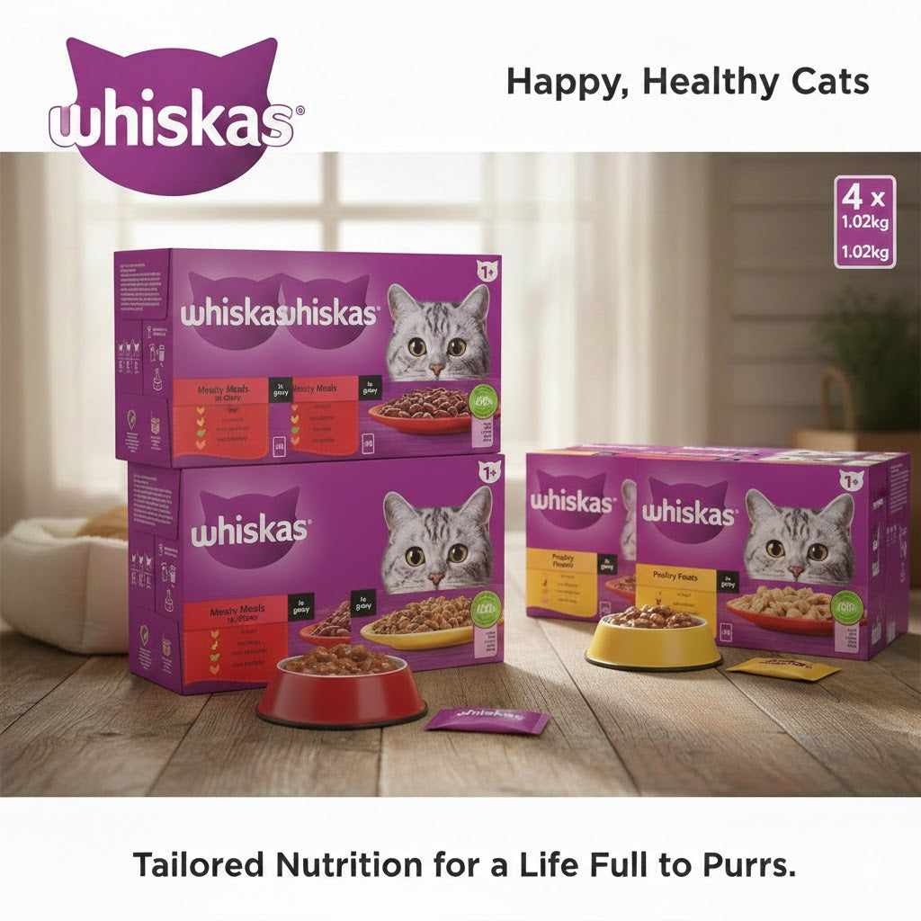 Whiskas 1+ Adult Wet Cat Food Pouches – 4 x 12 x 85g Multi-Pack