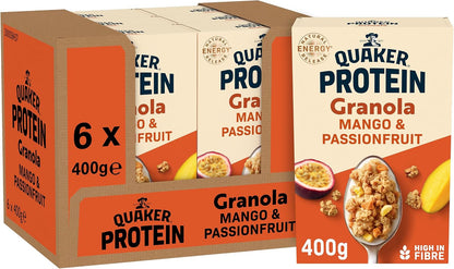 Quaker Protein Granola - High Protein Breakfast Cereal (6 x 400g Bulk Pack)