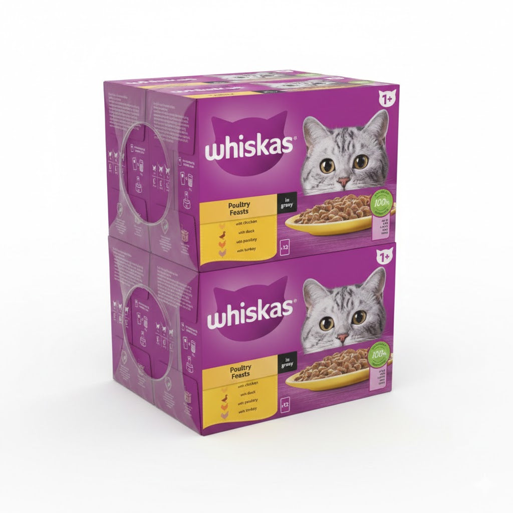 Whiskas 1+ Adult Wet Cat Food Pouches – 4 x 12 x 85g Multi-Pack