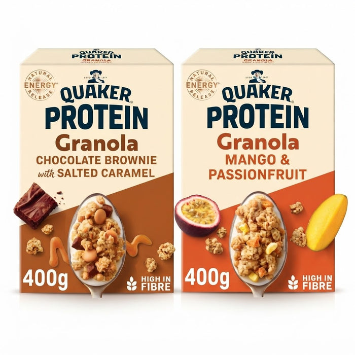 Quaker Protein Granola - High Protein Breakfast Cereal (6 x 400g Bulk Pack)