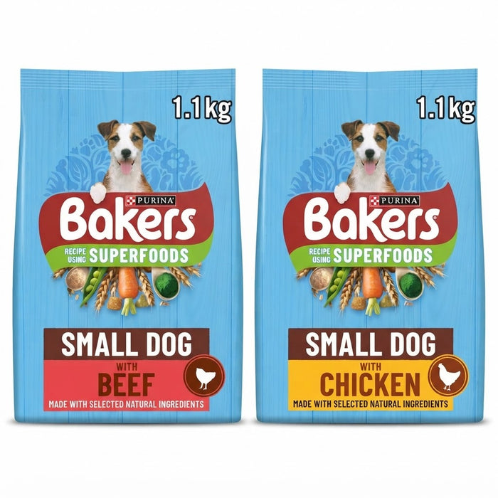 Bakers Superfoods Dry Dog Food for Small Dogs – Natural Beef & Chicken Recipes