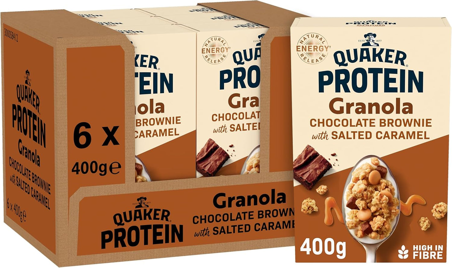 Quaker Protein Granola - High Protein Breakfast Cereal (6 x 400g Bulk Pack)