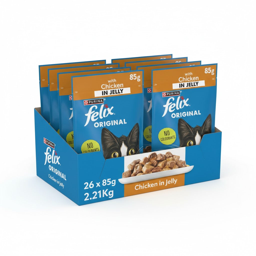 FELIX Original Wet Cat Food in Jelly – Chicken, Salmon & Lamb Flavors