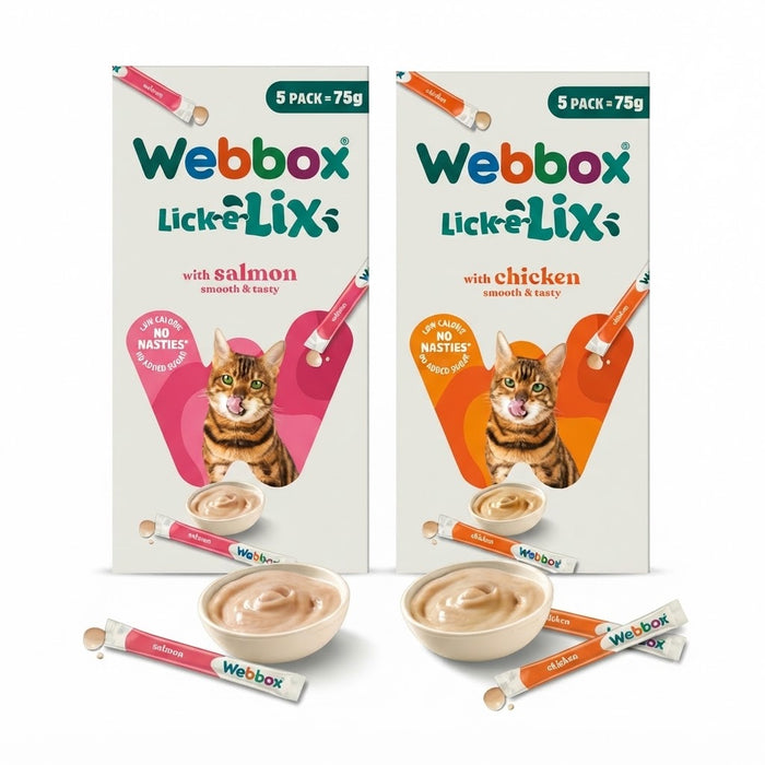 Webbox Lick-e-Lix Cat Treats Multipack | Salmon, Chicken | 10 x 75g