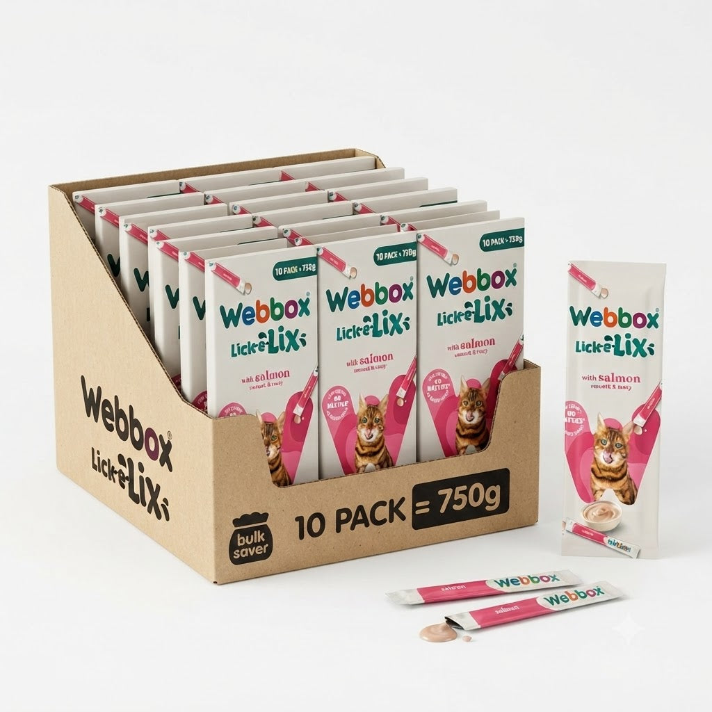 Webbox Lick-e-Lix Cat Treats 75g x 10 | Salmon & Chicken Creamy Treats