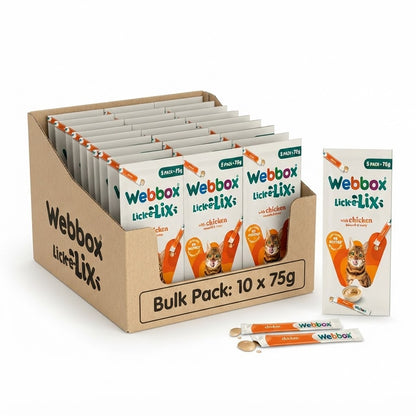 Webbox Lick-e-Lix Cat Treats 75g x 10 | Salmon & Chicken Creamy Treats