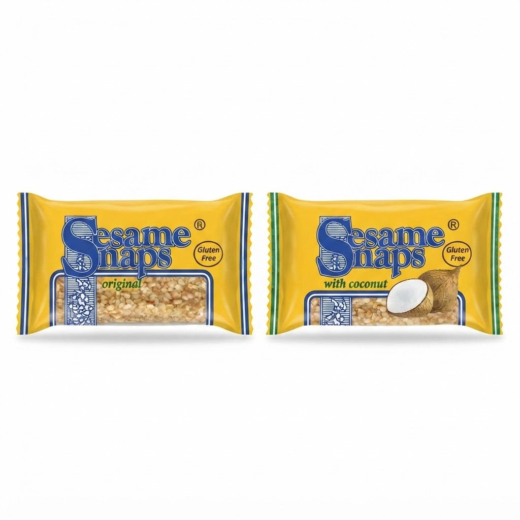 Sesame Snaps Original & Coconut – Gluten-Free Snack Bars (24 x 30g Multipack)