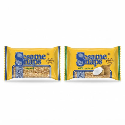 Sesame Snaps Original & Coconut – Gluten-Free Snack Bars (24 x 30g Multipack)