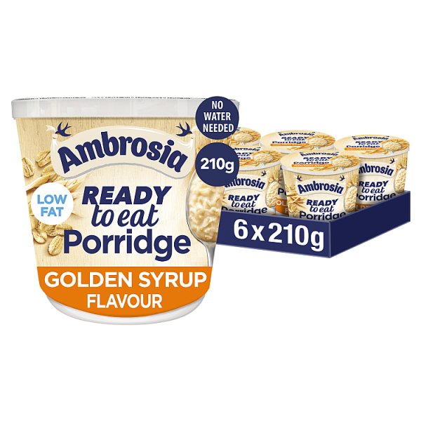 Ambrosia Ready to Eat Porridge Pots - Instant Hot Cereal (6 x 210g Bulk Pack)