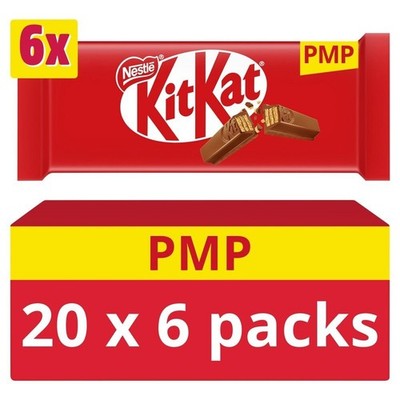 KitKat 2 Finger Milk Chocolate Biscuit Bar 6 Pack Multipack 124.2g x 20 Bulk Box