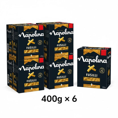 Napolina Italian Pasta – Fusilli, Spaghetti or Penne (400g x 6 Pack)