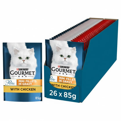 GOURMET Perle Mini Fillets in Gravy Wet Cat Food - 85g Multipack (26 Pouches)