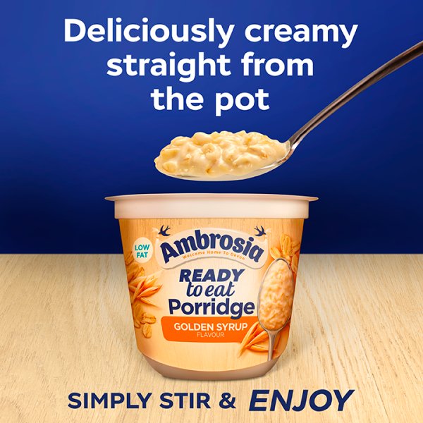 Ambrosia Ready to Eat Porridge Pots - Instant Hot Cereal (6 x 210g Bulk Pack)