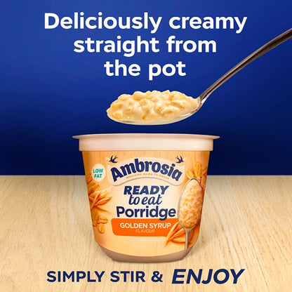 Ambrosia Ready to Eat Porridge Pots - Instant Hot Cereal (6 x 210g Bulk Pack)