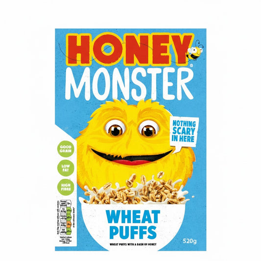 Honey Monster Wheat Puffs – Honey Sweetened Breakfast Cereal (520g, Pack of 6)