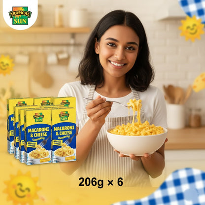 6 Pack Tropical Sun Macaroni & Cheese Original Flavour 206g x6 - Bulk Value Pack