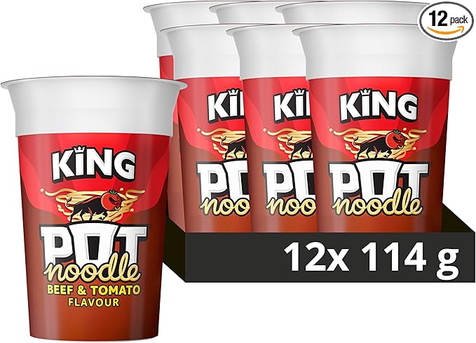Pot Noodle Instant Noodles – King Size (114g) & Standard (90g) Multipacks (12 Pack)