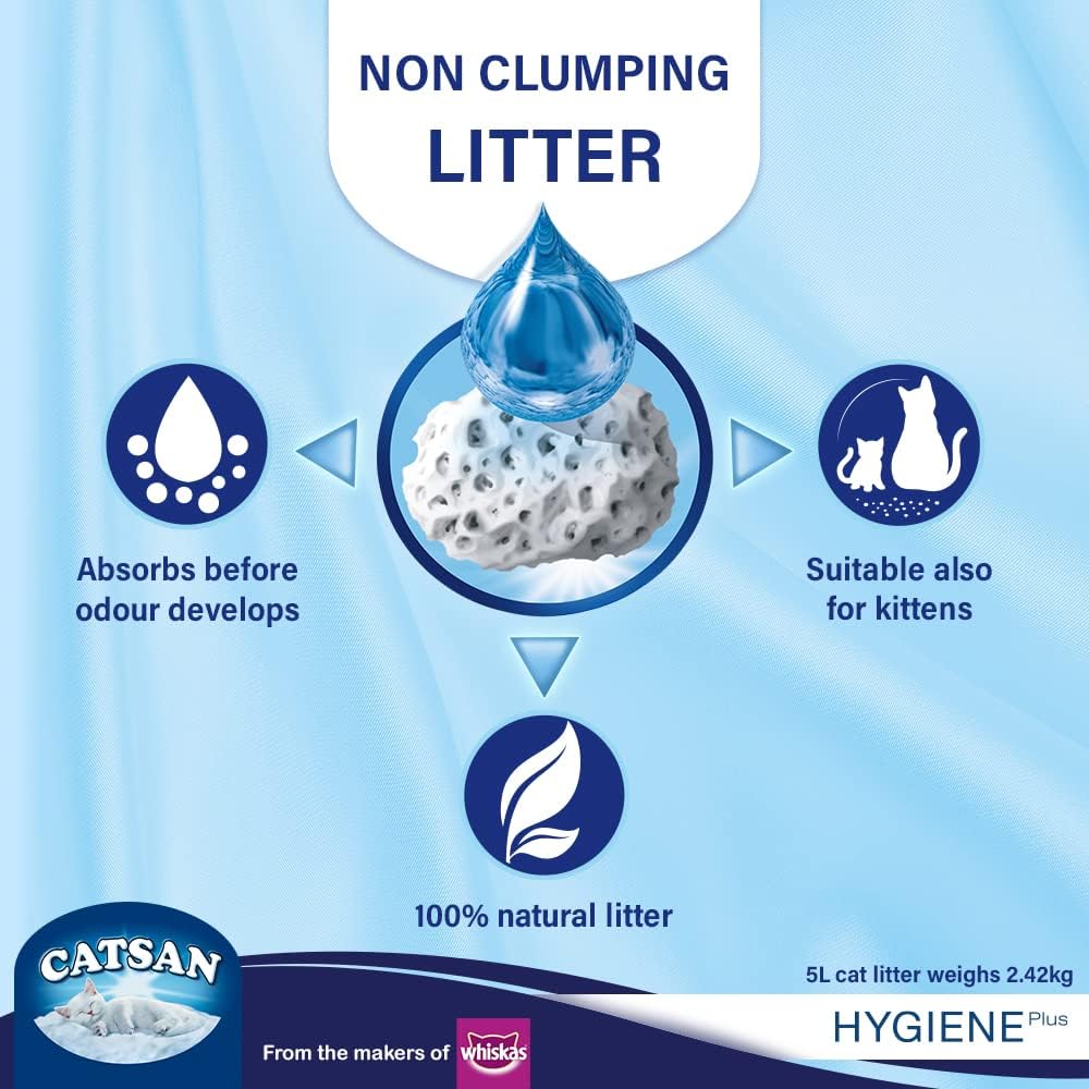 Catsan Hygiene Non-Clumping Odour Control Cat Litter - 5Ltr & 10Ltr