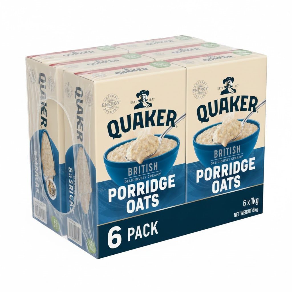 Quaker British Rolled Oats - Traditional Porridge Oats (6 x 1kg Bulk Pack)