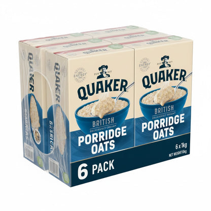 Quaker British Rolled Oats - Traditional Porridge Oats (6 x 1kg Bulk Pack)