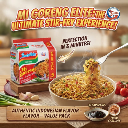 4 Pack Indomie Mi Goreng Stir-Fry Noodles 400g x 4 - Bulk Value Pack