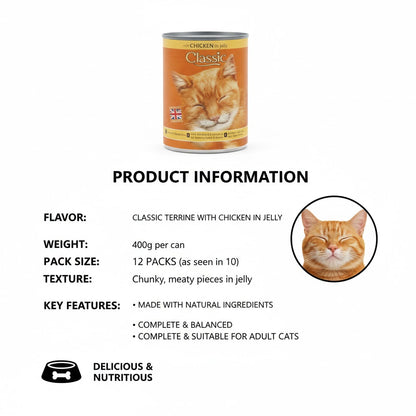 Classic Wet Cat Food in Jelly – Variety Multipack (12 x 400g Cans)