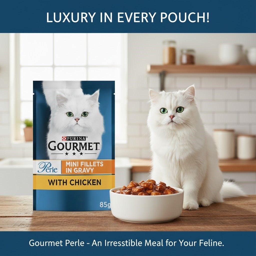 GOURMET Perle Mini Fillets in Gravy Wet Cat Food - 85g Multipack (26 Pouches)