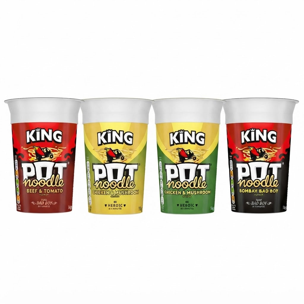 Pot Noodle Instant Noodles – King Size (114g) & Standard (90g) Multipacks (12 Pack)