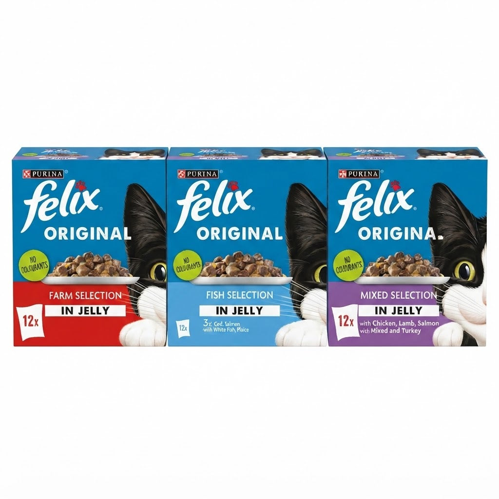 FELIX Original Wet Cat Food in Jelly – Multi-Pack Selection (4 x 12 x 85g)